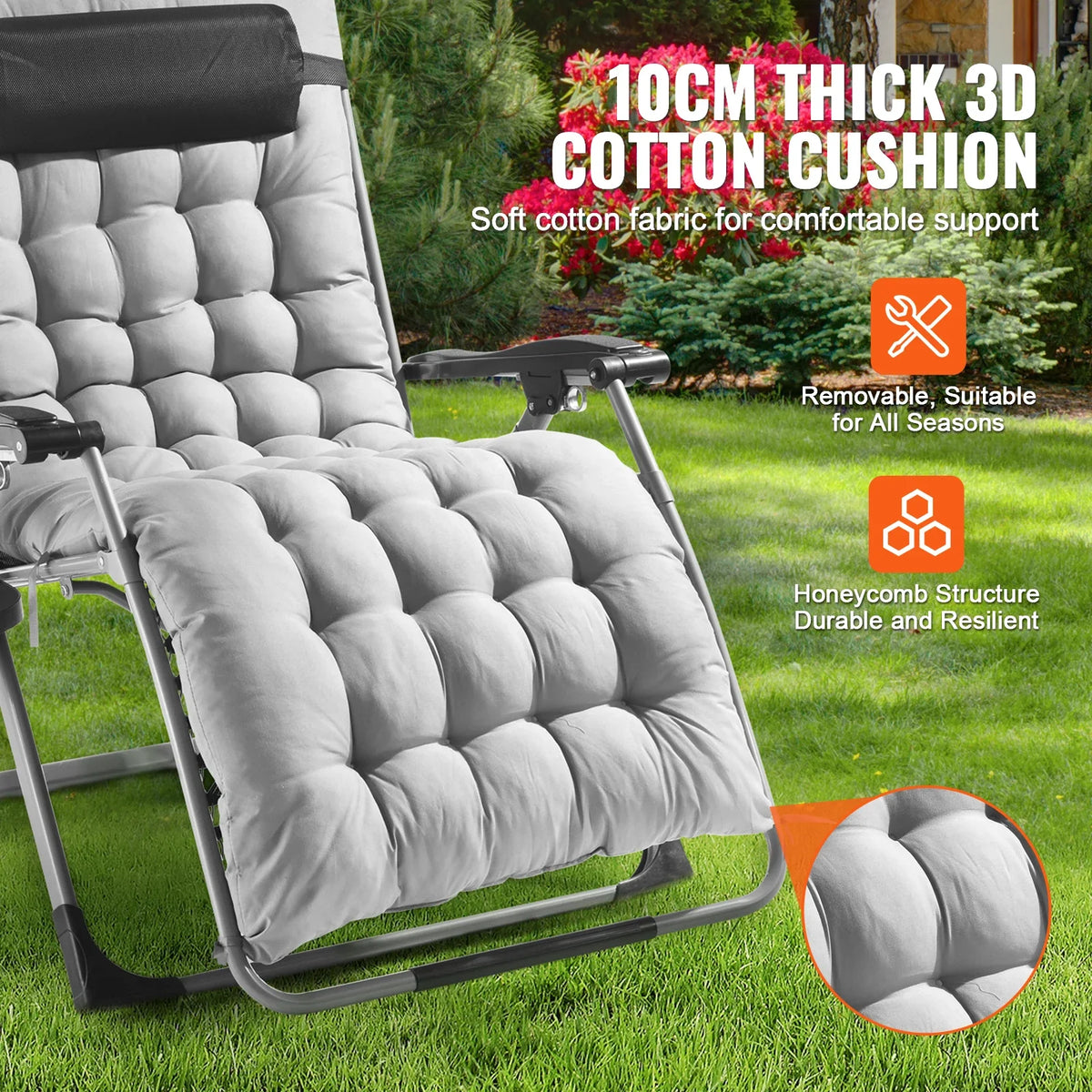 Heavy Duty Zero Gravity Lounge Chair with Cushion for Outdoor Patio