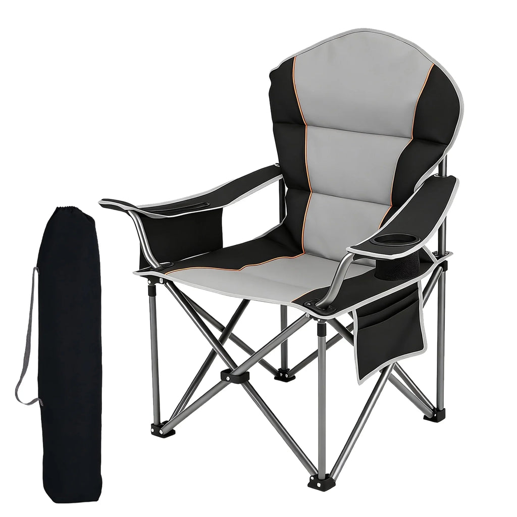 Heavy Duty Folding Camping Chair with Cooler Bag & Cup Holder