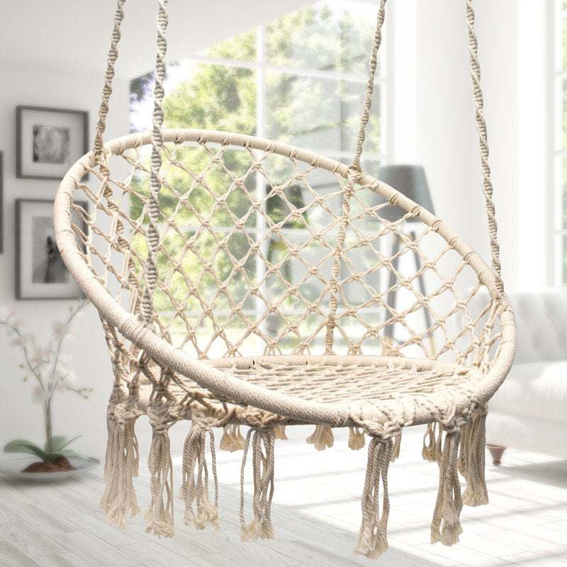 Bohemian Hanging Rope Swing Chair - Cotton Hammock for Indoor/Outdoor
