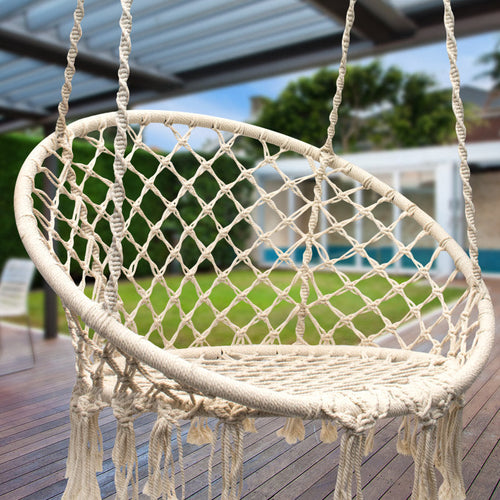 Bohemian Hanging Rope Swing Chair - Cotton Hammock for Indoor/Outdoor