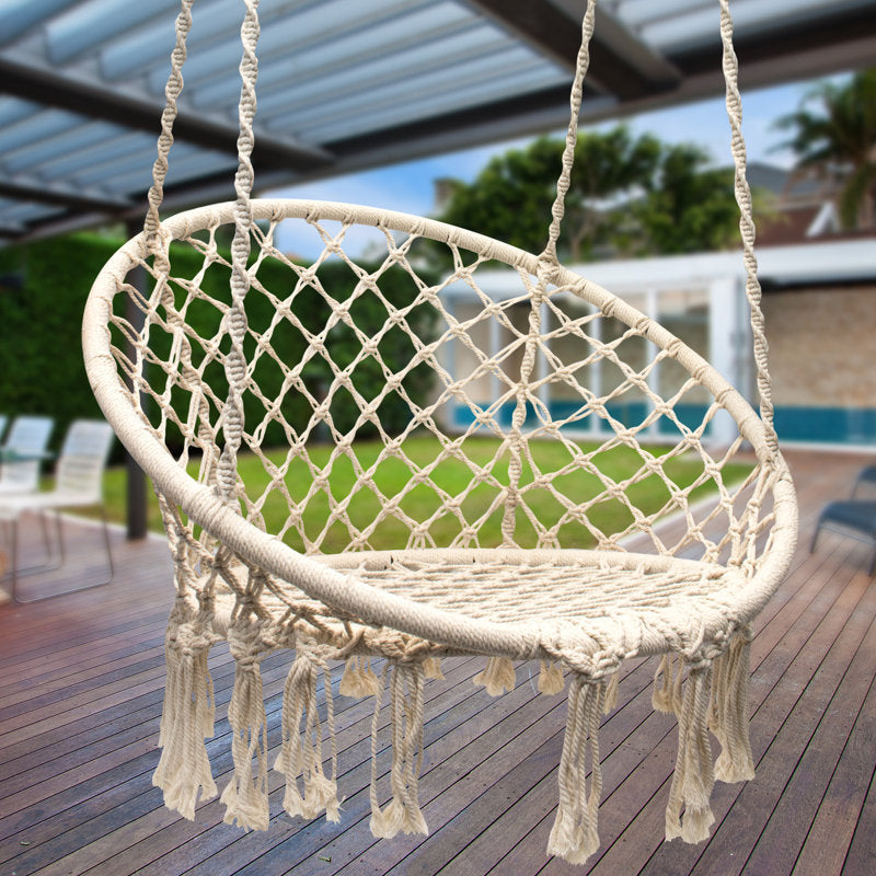 Bohemian Hanging Rope Swing Chair - Cotton Hammock for Indoor/Outdoor