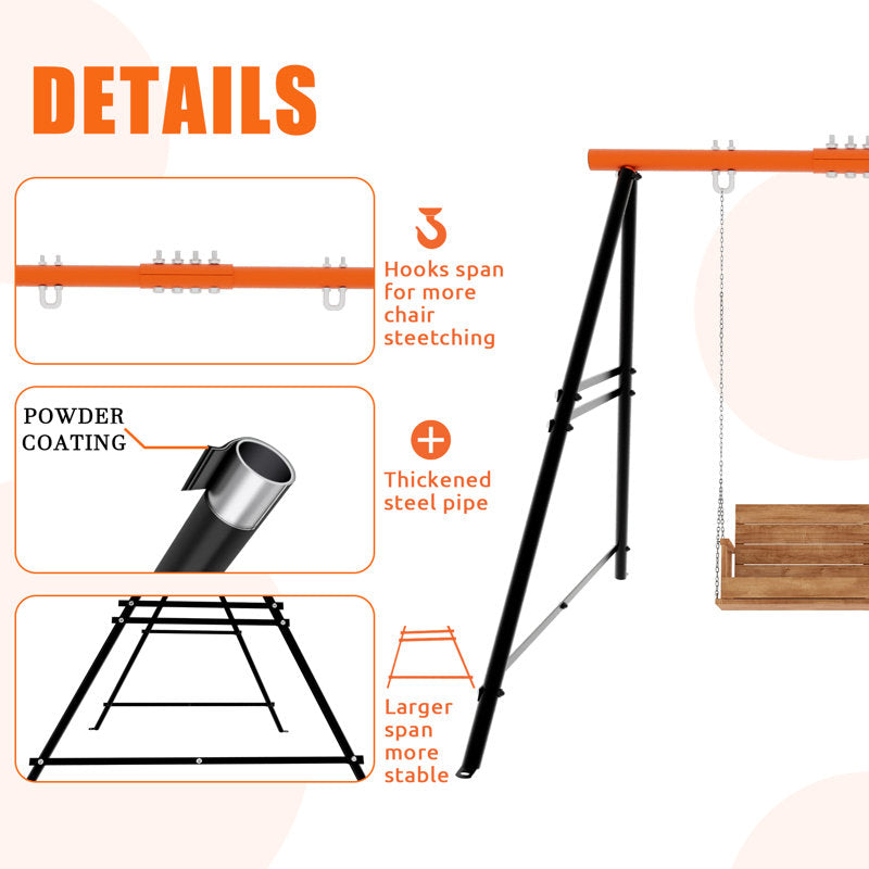 Heavy Duty Metal A-Frame Swing Stand for Backyard & Indoor Use